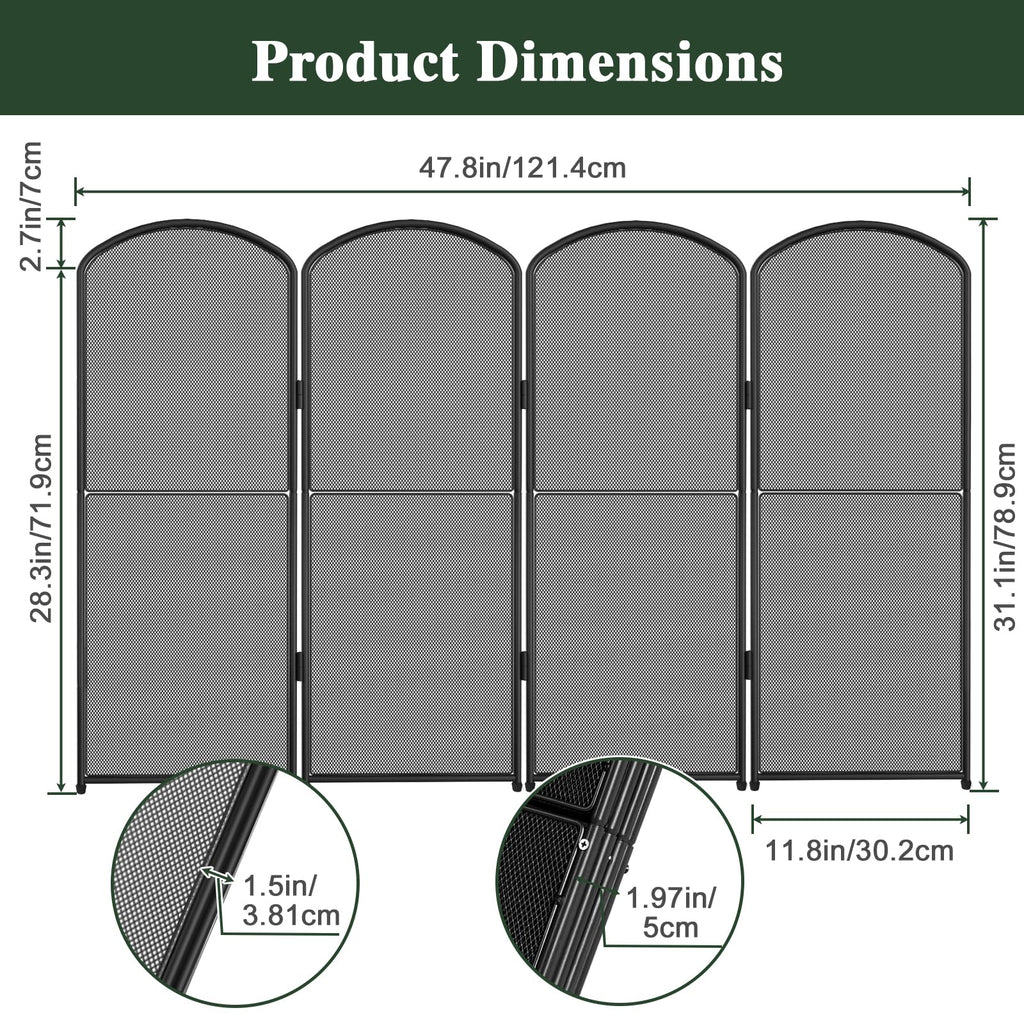 Foldable Wrought Iron Fireplace Screen B662