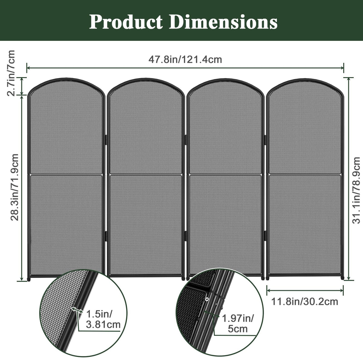 Foldable Wrought Iron Fireplace Screen B662