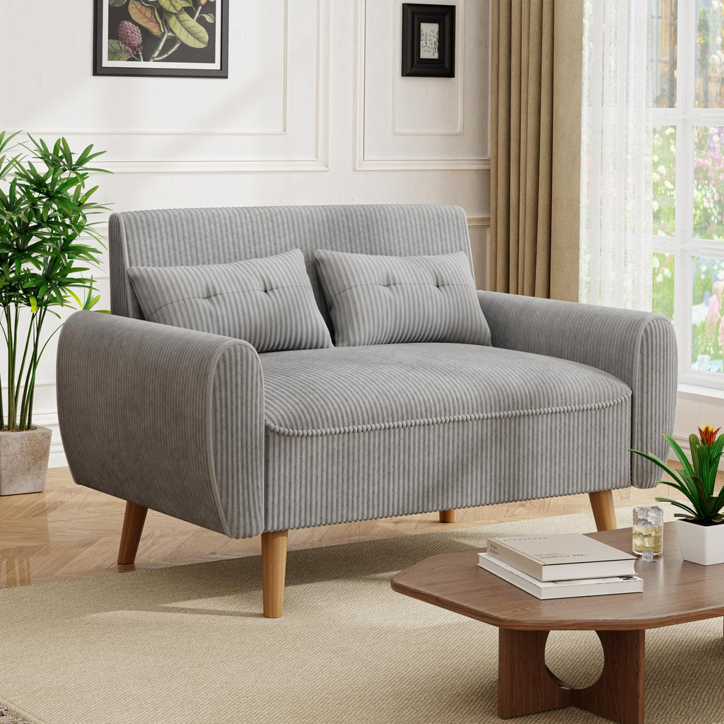 Light Grey 2 Seat Loveseat Sofa with Tapered Legs F103