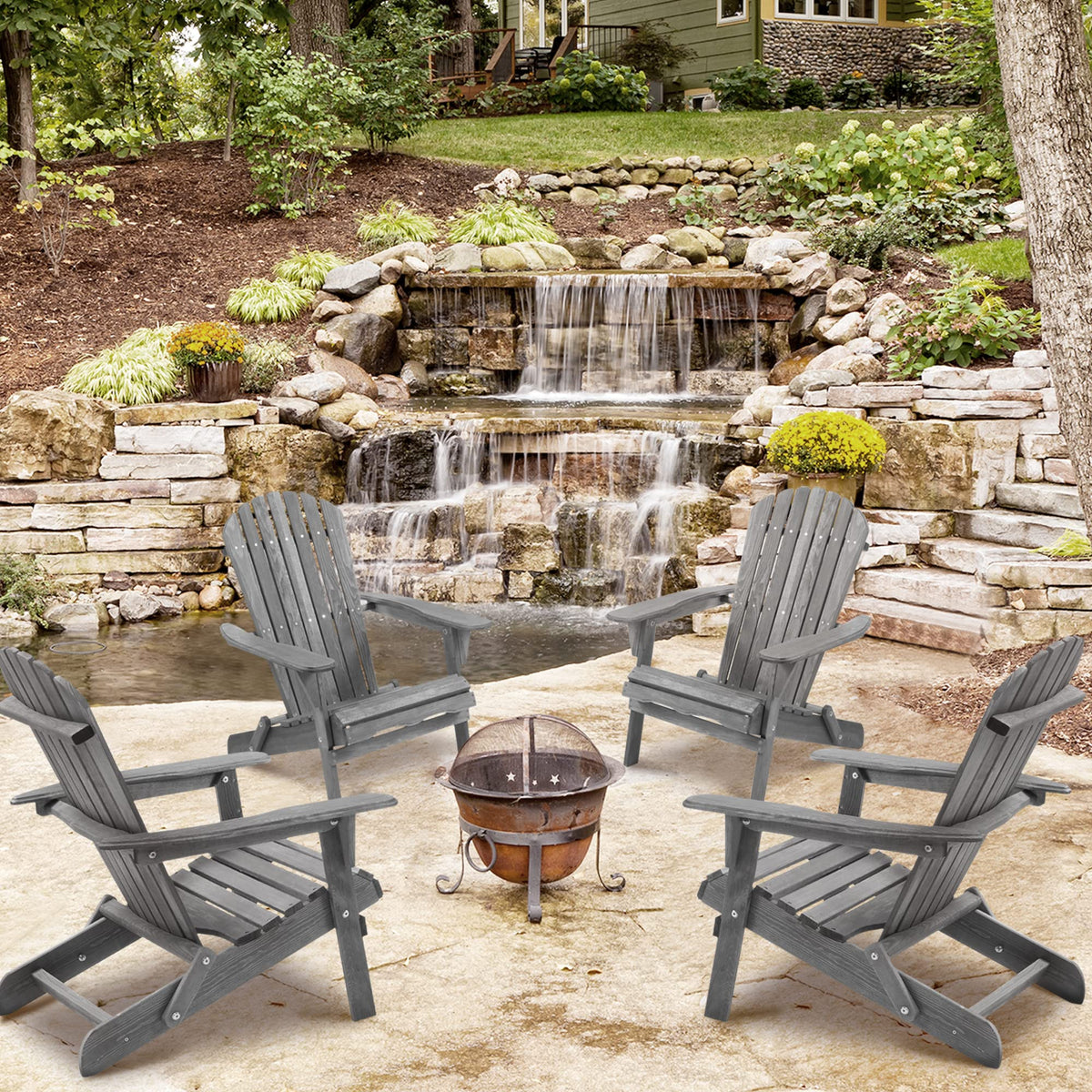 Solid Cedar Wood Adirondack Chairs Set of 2 Y528808