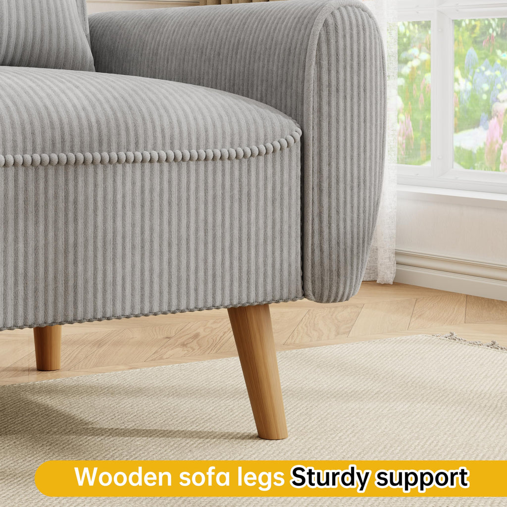 Light Grey 2 Seat Loveseat Sofa with Tapered Legs F103