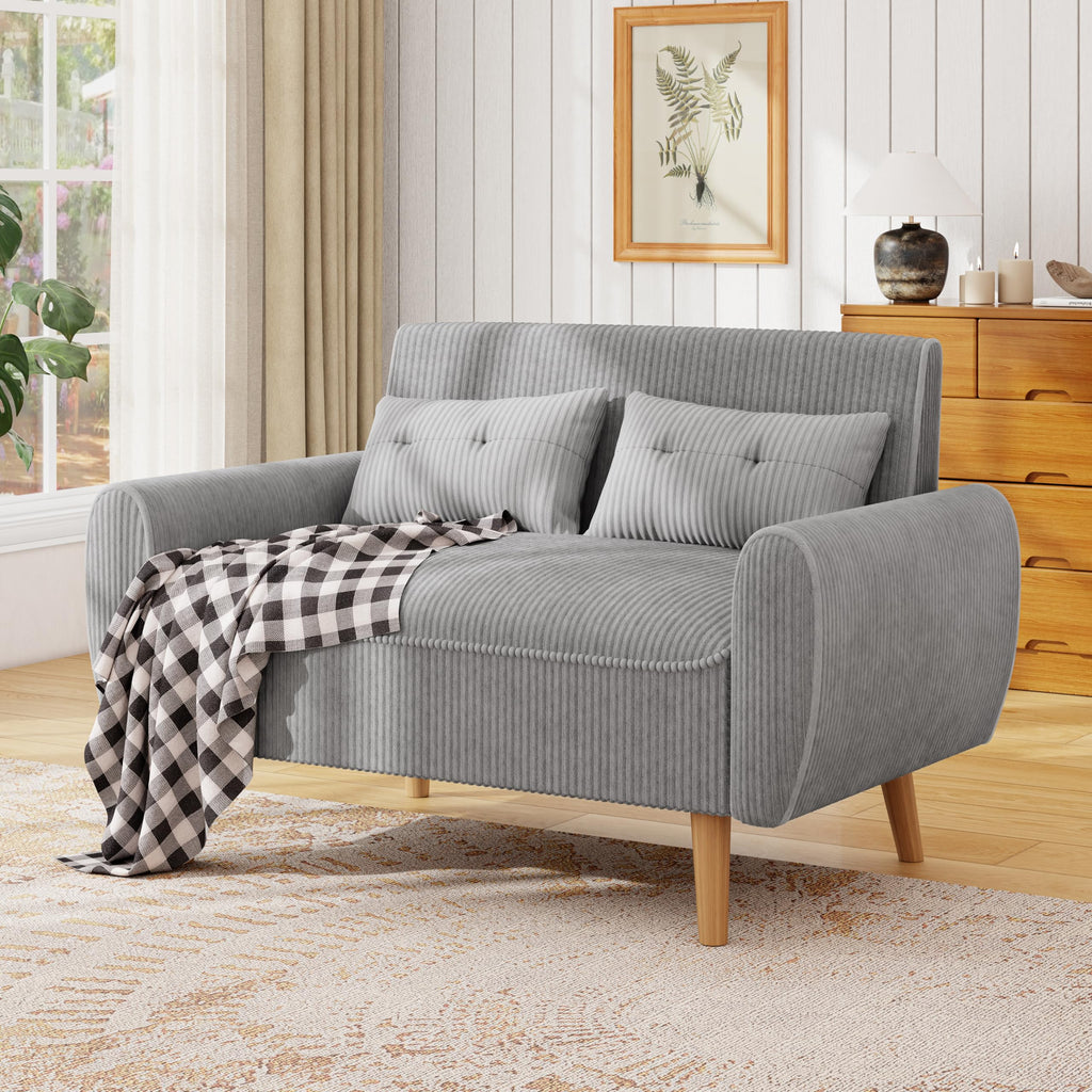 Light Grey 2 Seat Loveseat Sofa with Tapered Legs F103