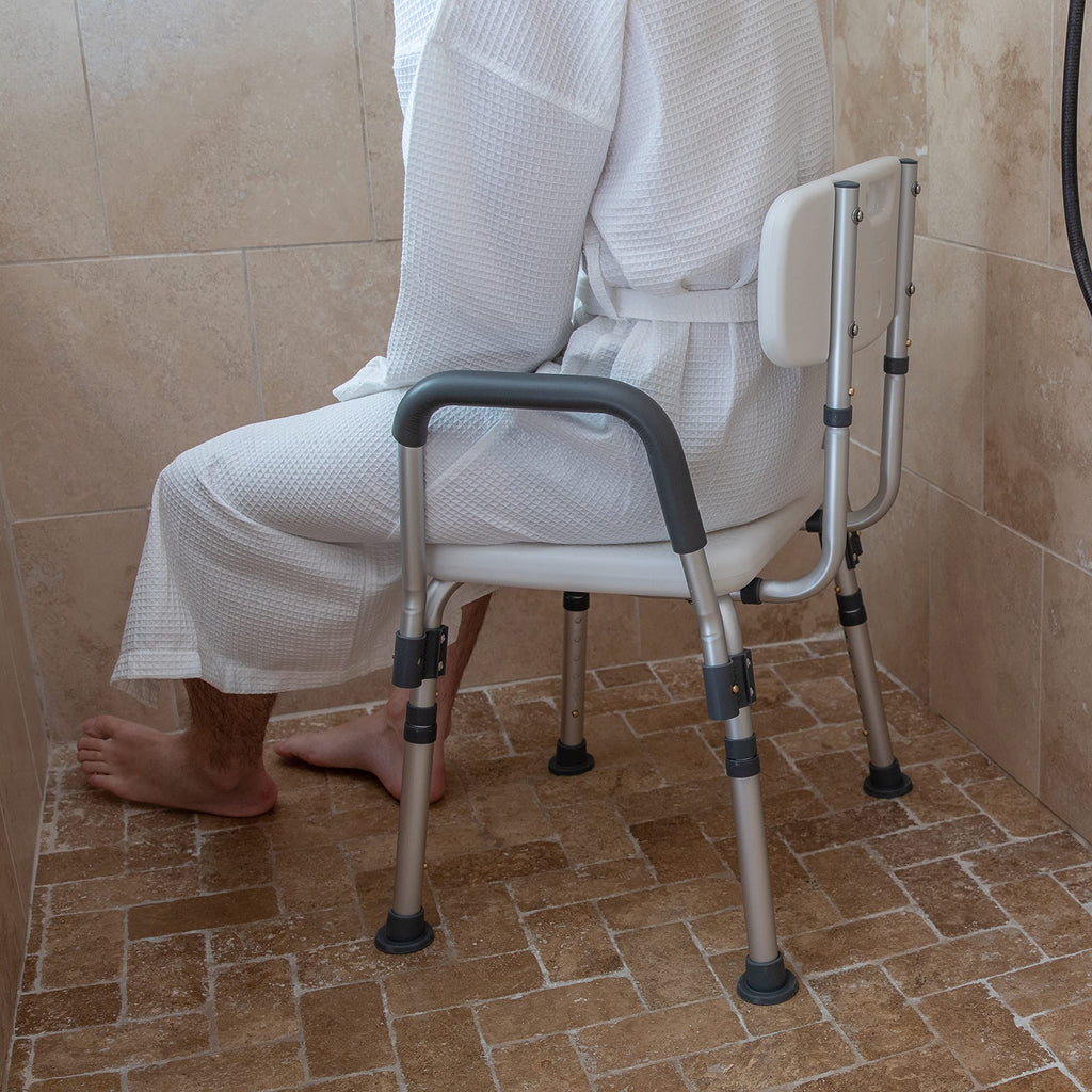 Adjustable Navy Bath & Shower Chair with Back & Arms H162