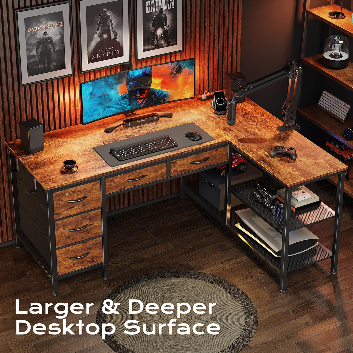 47 Inch L Shaped Desk with Power Outlets N656505