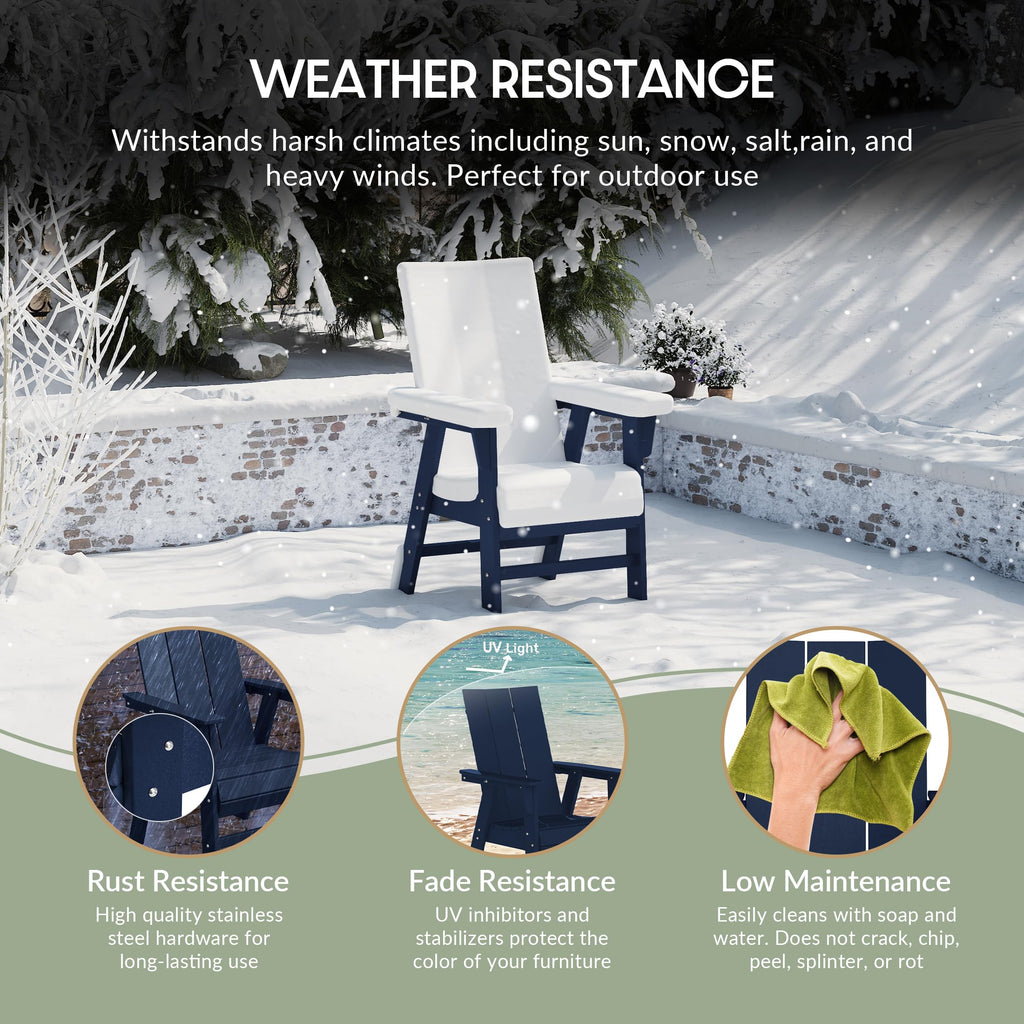 Navy Blue HDPE Plastic Adirondack Chair O31439