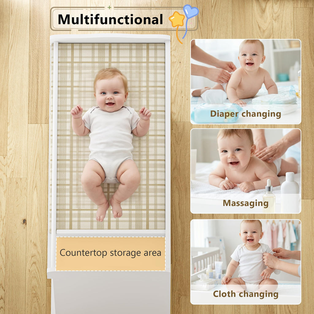 White Baby Changing Table with 4 Drawers U727287