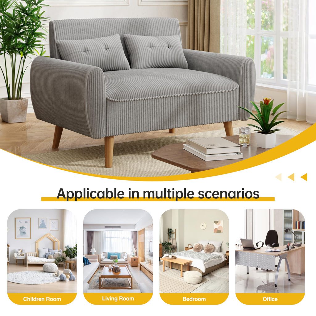Light Grey 2 Seat Loveseat Sofa with Tapered Legs F103