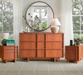 47" Wide 6 Drawer Dresser and Nightstand Set 3 Piece, Cherry F76264